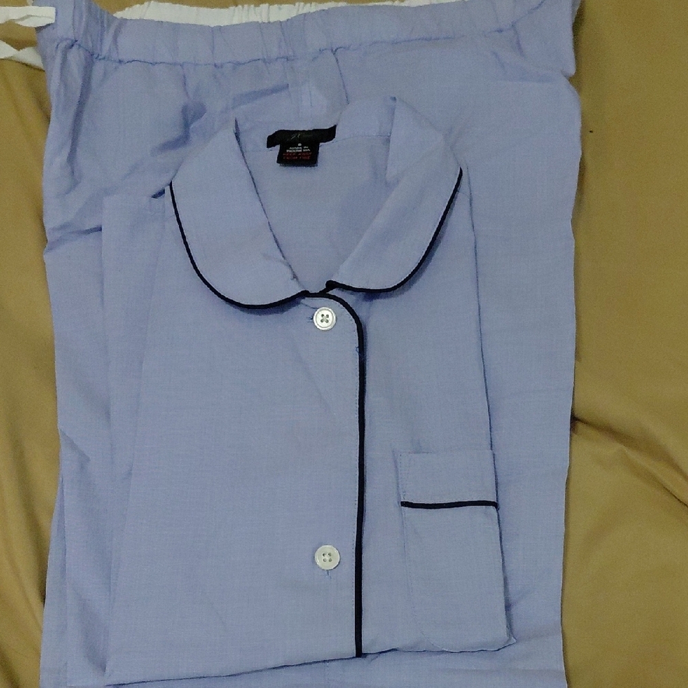 J. Crew Light Blue Pajama Set with Black Trim - Picture 3 of 4